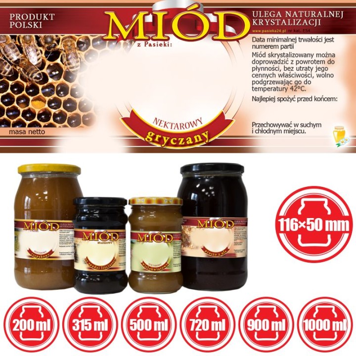 Paczka etykiet na miód gryczany (100szt) - wzór E54