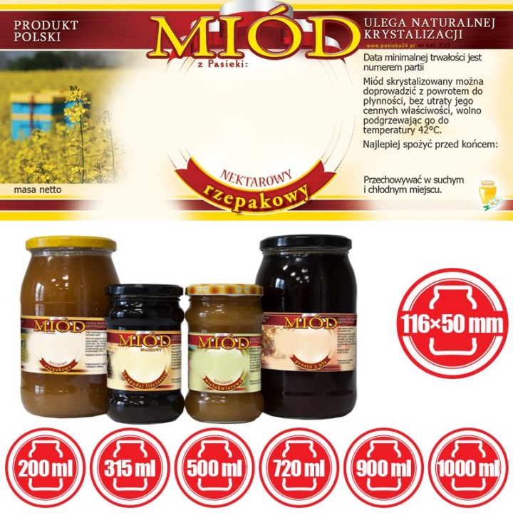Paczka etykiet na miód rzepakowy (100szt) - wzór E55