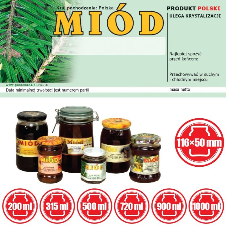 Paczka etykiet na miód – wzór E3