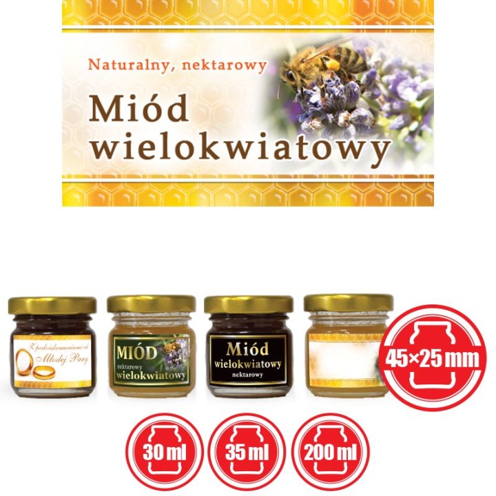 Paczka etykiet małych (miód wielokwiatowy) 100szt - wzór EM9