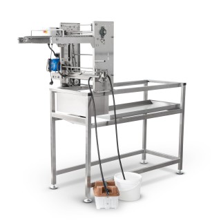 Stół do odsklepiania z odsklepiarką  z podajnikiem łańcuchowym 230V, z wytwornicą pary, na stelażu - Minima Line