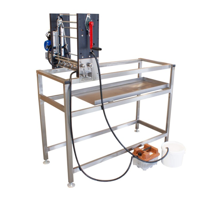 Stół do odsklepiania z odsklepiarką z podajnikiem ręcznym (na stelażu)