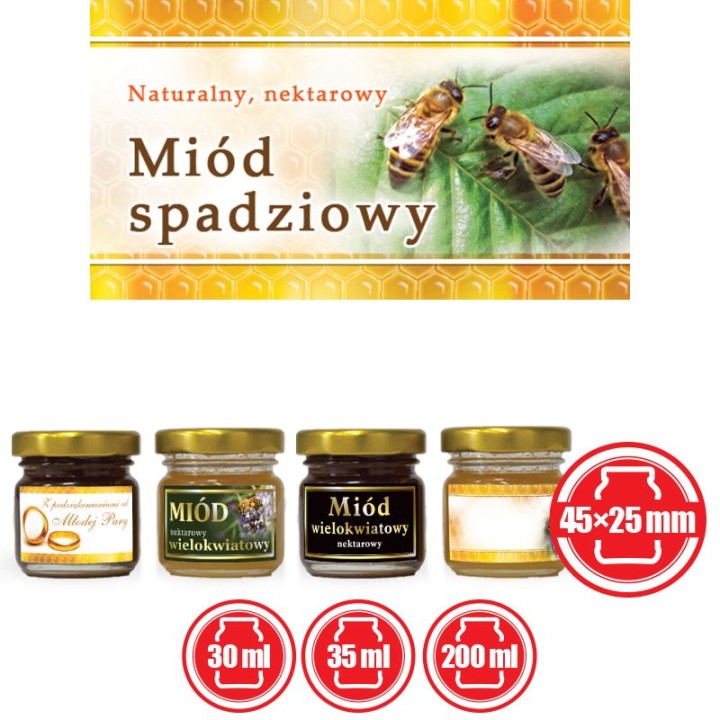 Paczka etykiet małych (miód spadziowy) 100szt - wzór EM15