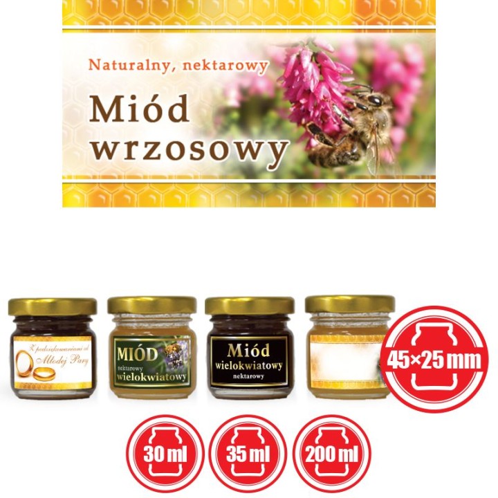 Paczka etykiet małych (miód wrzosowy) 100szt - wzór EM17