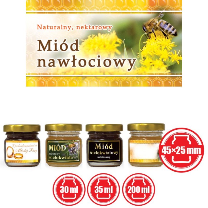 Paczka etykiet małych (miód nawłociowy) 100szt - wzór EM18
