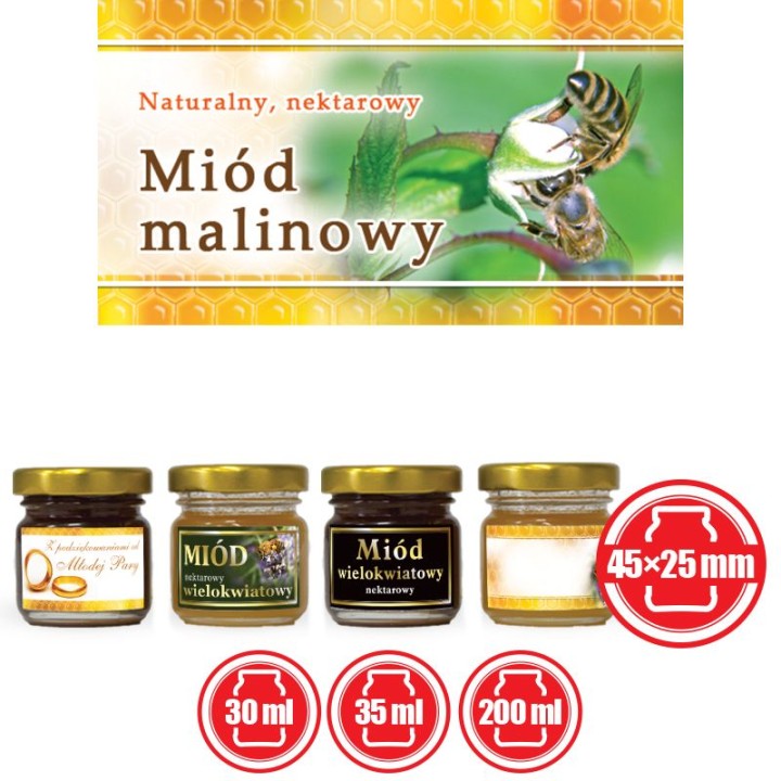 Paczka etykiet małych (miód mailnowy) 100szt - wzór EM20
