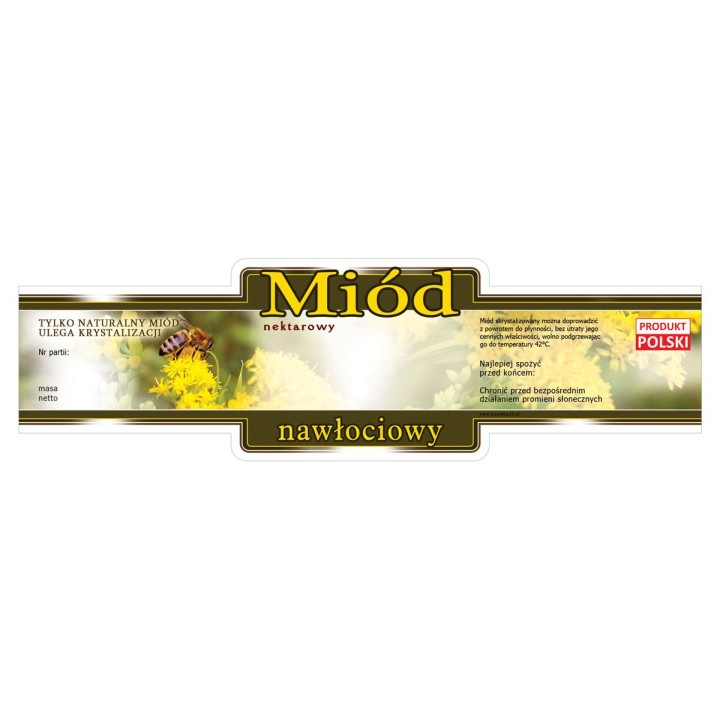 Paczka etykiet ozdobnych na miód nawłociowy (100szt) - wzór E220