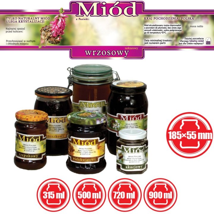 Paczka etykiet ozdobnych na miód wrzosowy (100szt) - wzór E221