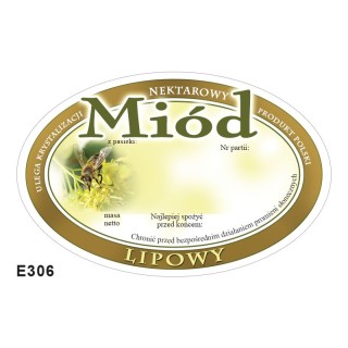 Paczka etykiet owalnych na miód lipowy (100szt) - wzór E306