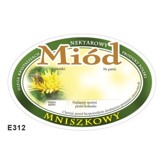 Paczka etykiet owalnych na miód mniszkowy (100szt) - wzór E312
