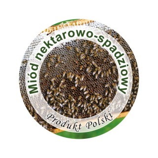 Paczka etykiet mini okrągłych nektarowo - spadziowy (100szt) - wzór EK13