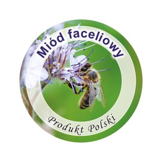 Paczka etykiet mini okrągłych na miód faceliowy (100szt) - wzór EK14