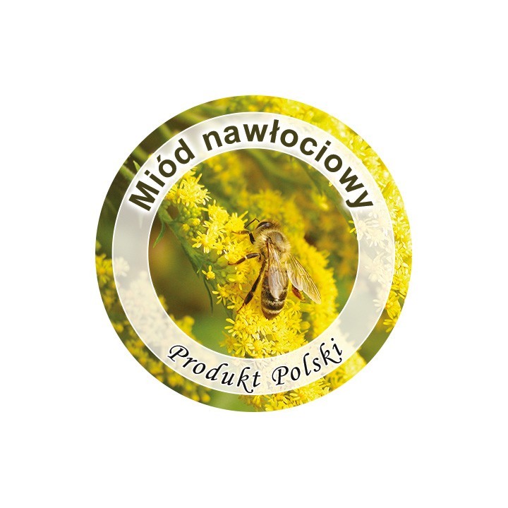Paczka etykiet mini okrągłych na miód nawłociowy (100szt) - wzór EK16