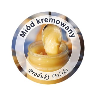 Paczka etykiet mini okrągłych na miód kremowany (100szt) - wzór EK17