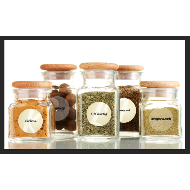 Etykiety na przyprawy - folia przeźroczysta 140 sztuk - wzór EZ50