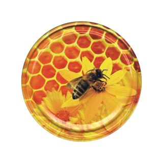 Paczka DUŻYCH nakrętek na słoiki z miodem (50szt) - wzór ND6