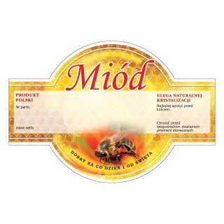 Paczka etykiet okrągłych na miód wzór uniwersalny (100szt) - wzór E250