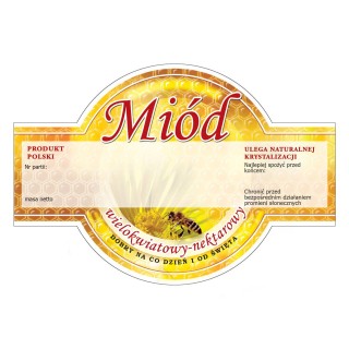 Paczka etykiet okrągłych na miód wielokwiatowy (100szt) - wzór E253