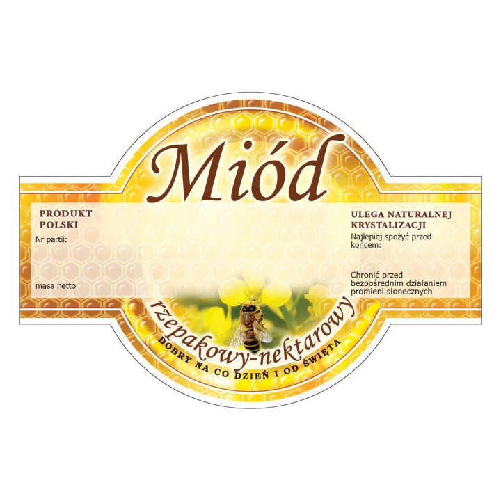 Paczka etykiet okrągłych na miód rzepakowy (100szt) - wzór E257