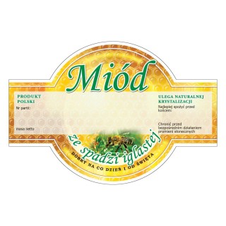 Paczka etykiet okrągłych na miód ze spadzi iglastej (100szt) - wzór E259