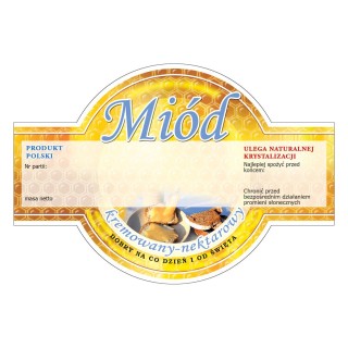 Paczka etykiet okrągłych na miód kremowany (100szt) - wzór E264