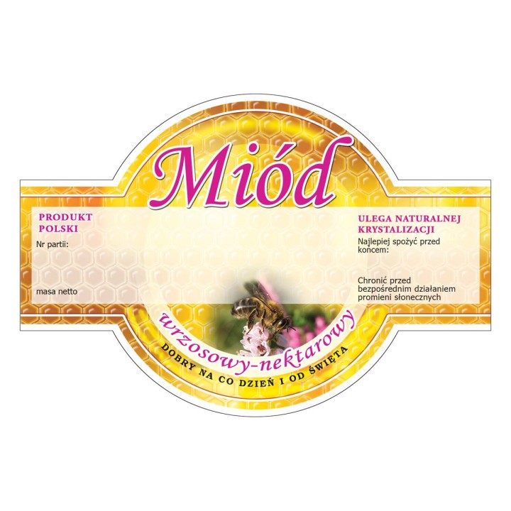 Paczka etykiet okrągłych na miód wrzosowy (100szt) - wzór E265