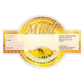 Paczka etykiet okrągłych na miód mniszkowy (100szt) - wzór E266