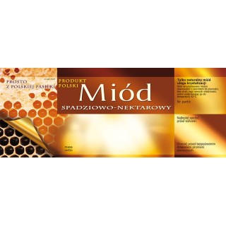 Paczka dużych etykiet na miód spadziowo-nektarowy - wzór E121