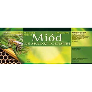 Paczka dużych etykiet na miód ze spadzi iglastej - wzór E122