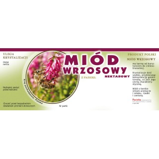 Paczka dużych etykiet na miód wrzosowy - wzór E107
