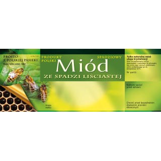 Paczka dużych etykiet na miód ze spadzi liściastej- wzór E123