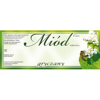 Paczka dużych etykiet na miód gryczany (100szt) - wzór E135