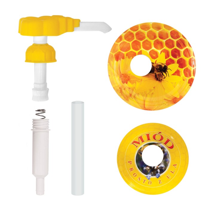 Dozownik do miodu "Komórka pszczela" + zakrywka 66m i 82mm - 1szt - DOZ9