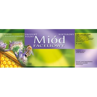 Paczka dużych etykiet na miód faceliowy - wzór E125