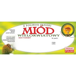 Paczka etykiet na miód wielokwiatowy (100szt) - wzór E62