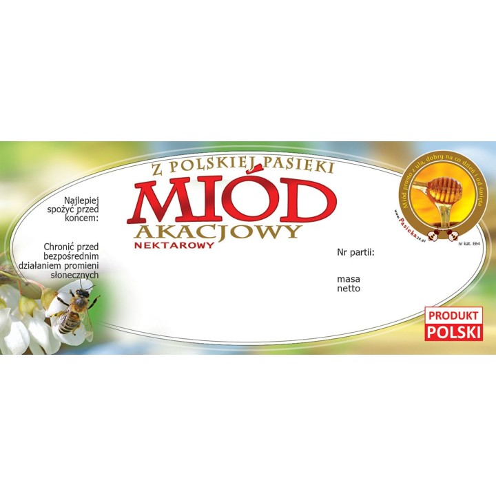 Paczka etykiet na miód akacjowy (100szt) - wzór E64