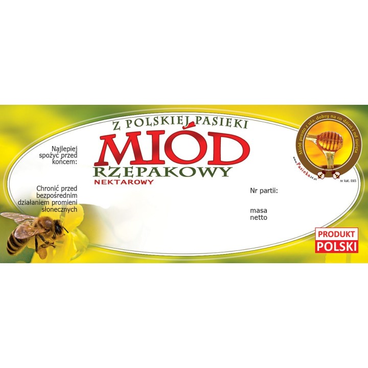 Paczka etykiet na miód rzepakowy (100szt) - wzór E65