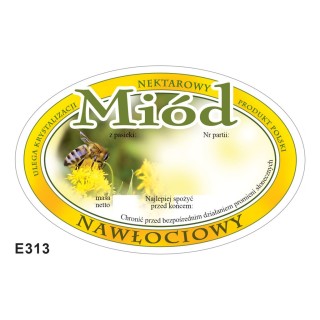 Paczka etykiet owalnych na miód nawłociowy (100szt) - wzór E313