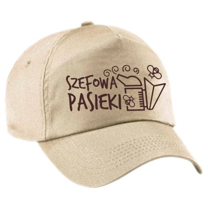 Czapka z daszkiem dla pszczelarski "Szefowa Pasieki", beżowa - CZA9