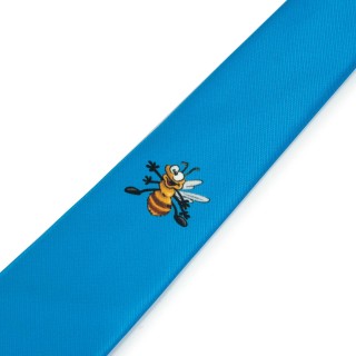 Krawat z pszczołą dla pszczelarza - niebieski - KRAW5