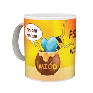 Kubek z motywem pszczelarskim "PSZCZÓŁKA WIE CO DOBRE" - KUB7