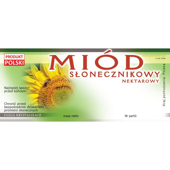 Paczka etykiet na miód słonecznikowy (100szt) - wzór E1046