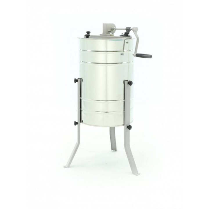 Miodarka 2-plastrowa diagonalna ręczna, Ø400  (D, D½, WL, WL½, O, L), z pokrywą, z nogami, z zaworem nierdzewnym – MINIMA -W233B