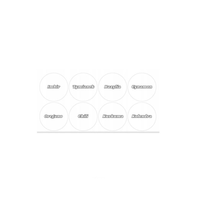 Etykiety na przyprawy - folia biały napis 140 sztuk - wzór EZ51