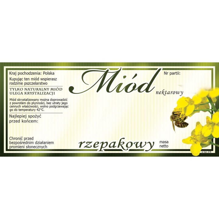 Paczka etykiet na miód rzepakowy (100szt) - wzór E78