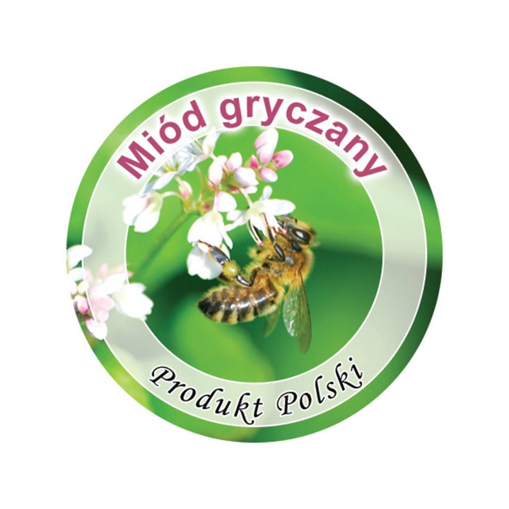 Paczka etykiet mini okrągłych na miód gryczany (100szt) - wzór EK5