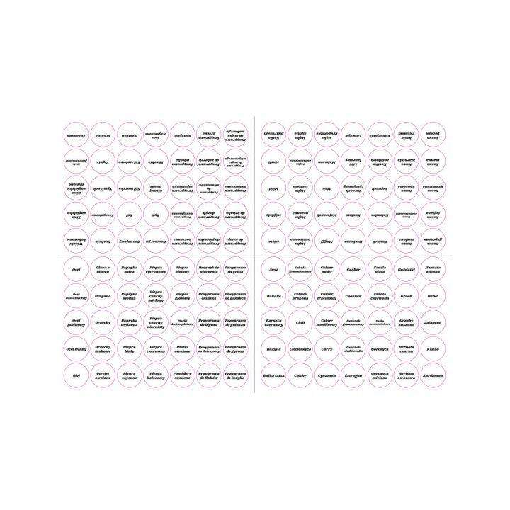 30 sztuk słoik 120ml na przyprawy + 140szt naklejek na folii czarny napis - A13BZESF