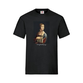 Koszulka bawełniana z nadrukiem Dama z gronostajem | Art of Beekeeping (czarna) -  KA48