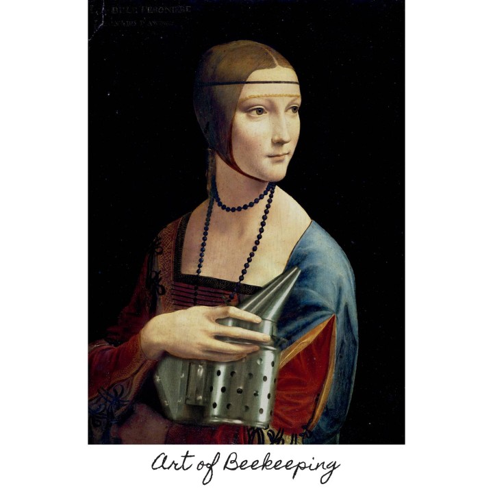 Koszulka bawełniana z nadrukiem Dama z gronostajem | Art of Beekeeping (biała) -  KA51