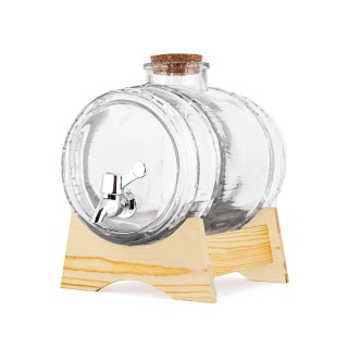 Beczułka 1l na drewnianej podstawce z kranikiem - BSK1